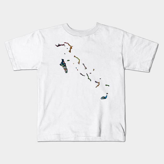 Spirograph Patterned Bahamas Island Map Kids T-Shirt by RachelEDesigns